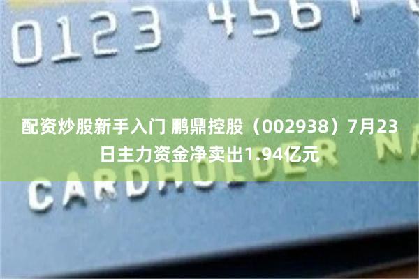 配资炒股新手入门 鹏鼎控股（002938）7月23日主力资金净卖出1.94亿元