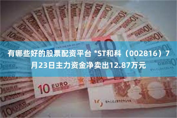 有哪些好的股票配资平台 *ST和科（002816）7月23日主力资金净卖出12.87万元