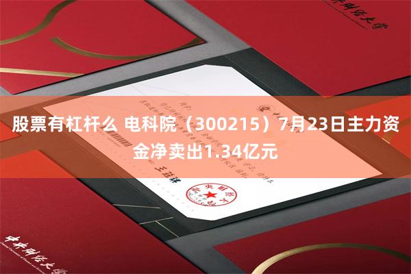 股票有杠杆么 电科院（300215）7月23日主力资金净卖出1.34亿元