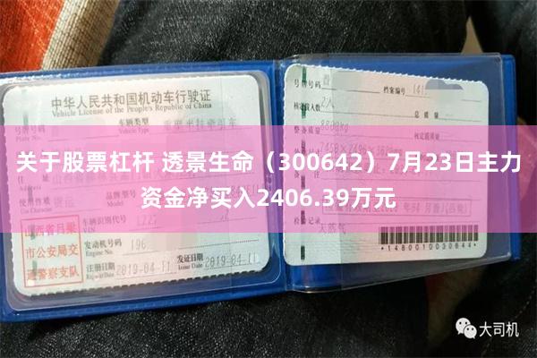 关于股票杠杆 透景生命（300642）7月23日主力资金净买入2406.39万元