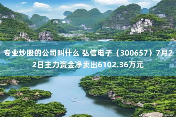 专业炒股的公司叫什么 弘信电子（300657）7月22日主力资金净卖出6102.36万元