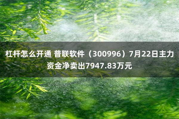 杠杆怎么开通 普联软件（300996）7月22日主力资金净卖出7947.83万元