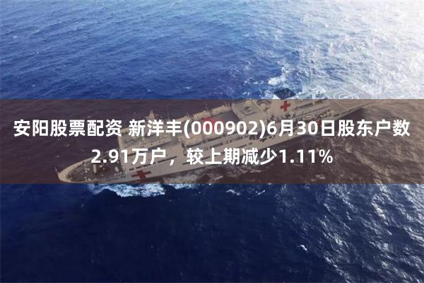 安阳股票配资 新洋丰(000902)6月30日股东户数2.91万户，较上期减少1.11%