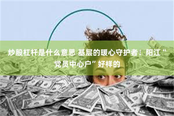 炒股杠杆是什么意思 基层的暖心守护者!阳江“党员中心户”好样的