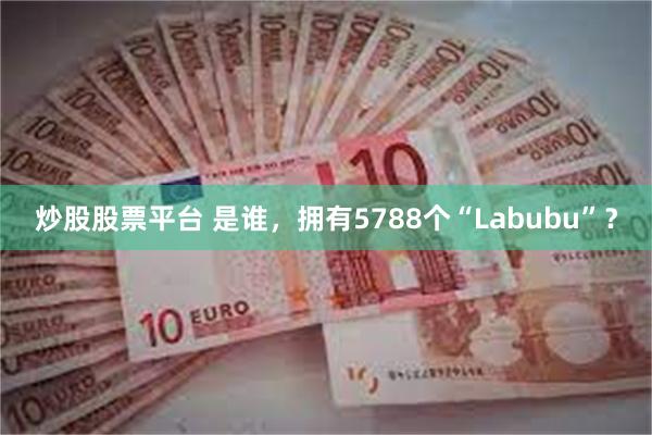 炒股股票平台 是谁，拥有5788个“Labubu”？