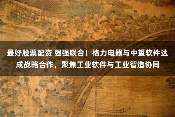 最好股票配资 强强联合！格力电器与中望软件达成战略合作，聚焦工业软件与工业智造协同