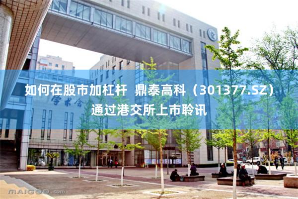 如何在股市加杠杆  鼎泰高科（301377.SZ）通过港交所上市聆讯