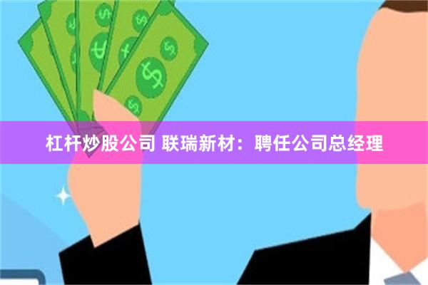 杠杆炒股公司 联瑞新材：聘任公司总经理