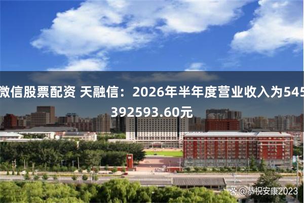微信股票配资 天融信：2026年半年度营业收入为545392593.60元