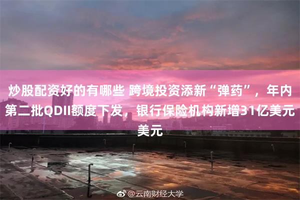 炒股配资好的有哪些 跨境投资添新“弹药”，年内第二批QDII额度下发，银行保险机构新增31亿美元