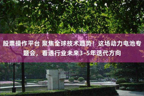 股票操作平台 聚焦全球技术趋势！这场动力电池专题会，看透行业未来3–5年迭代方向