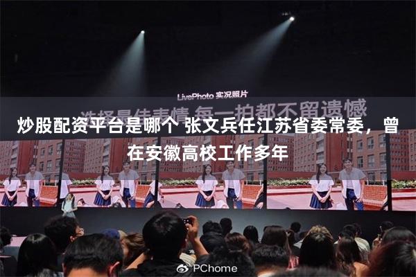 炒股配资平台是哪个 张文兵任江苏省委常委，曾在安徽高校工作多年